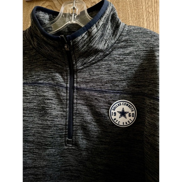 Dallas Cowboys Authentic Track Collection 1/4 Zip Sweatshirt Heather Black Sz L - Picture 2 of 8